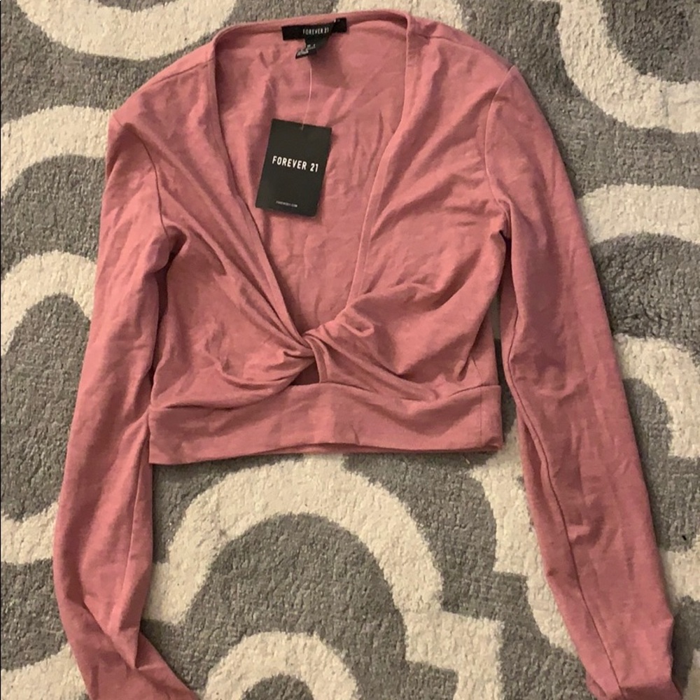 Crop top long sleeve pink